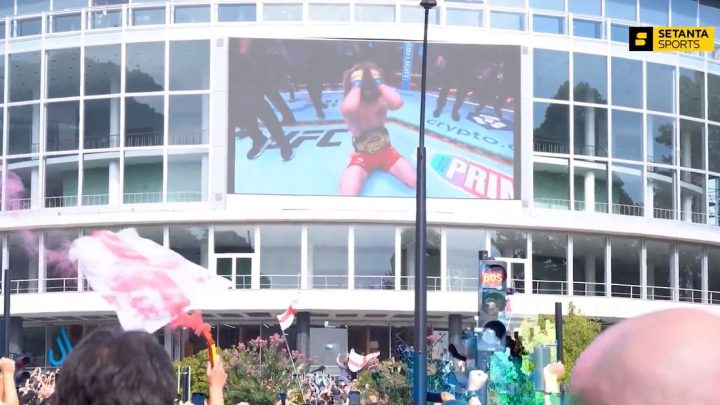 Mira cómo la multitud enfadada de Georgia celebra la victoria del campeonato de la UFC 306 de Merab Dvalishvili