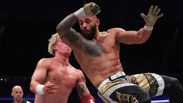 Ricochet de AEW sorprende a Konosuke Takeshita en MLPW Forged In Excellence