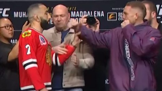 Mira el brazo de Belal Muhammad Swat Jack Della Maddalena en el enfrentamiento de la conferencia de prensa de UFC 315