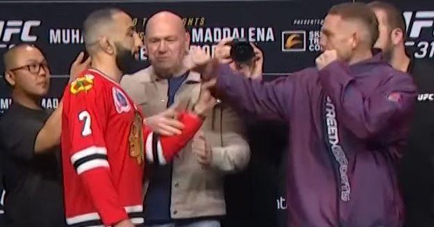 Mira el brazo de Belal Muhammad Swat Jack Della Maddalena en el enfrentamiento de la conferencia de prensa de UFC 315