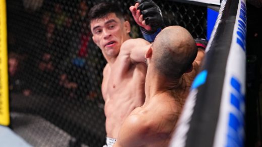 Video de UFC Vegas 112: Kevin Vallejos derriba a Giga Chikadze con un puño giratorio hacia atrás y termina con fuertes codazos