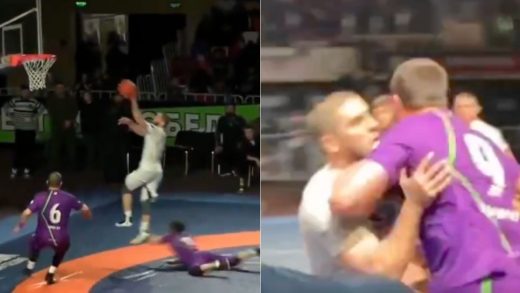 Mira al campeón de UFC Islam Makhachev drenar cubos y derrotar a sus oponentes en un torneo de Wrestball