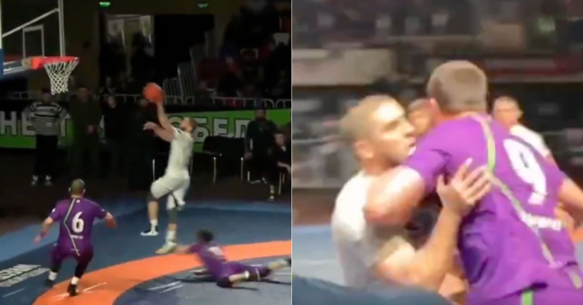 Mira al campeón de UFC Islam Makhachev drenar cubos y derrotar a sus oponentes en un torneo de Wrestball